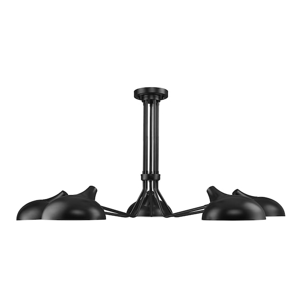 Bellamy Semi Flush Mount, 5-Light, 52 In.W X 52 In.L X 8.25 In.H, Matte Black/Matte Black Outer